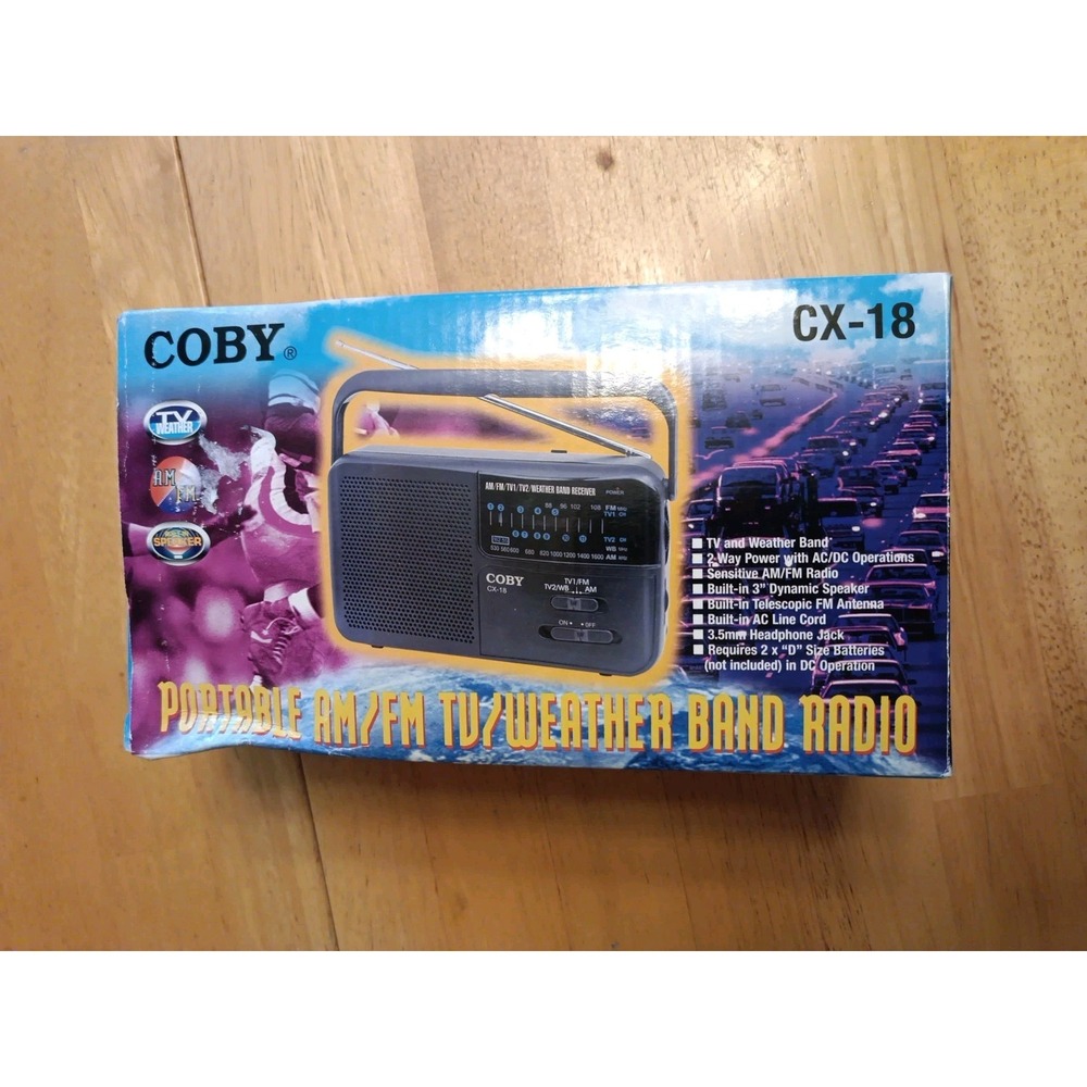 Coby Portable AM/FM TV/Weather Band Radio CX-18 Dual Power Built-in Speaker NIB